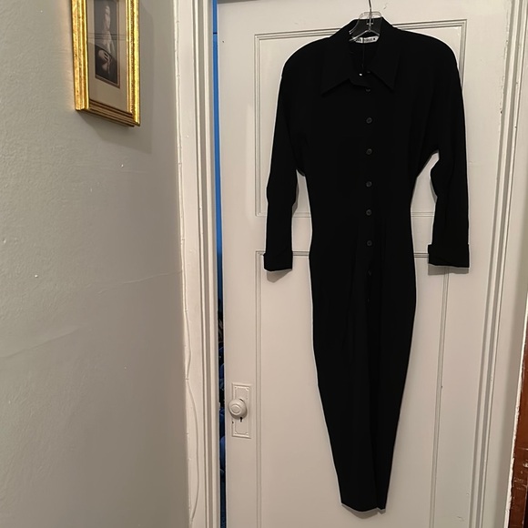 Zara Black Slim Pencil Skirt Maxi Shirt Dress Button Down NWT XS - Picture 3 of 11